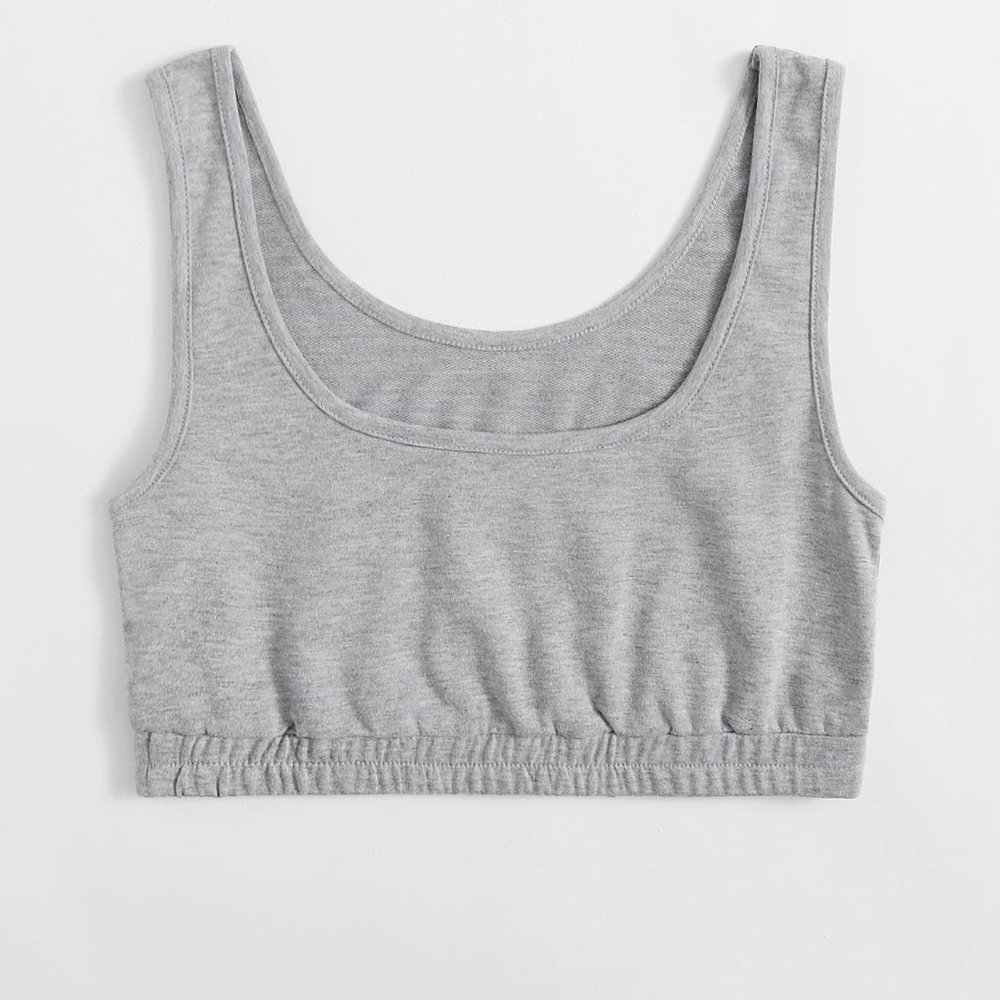 NEUTRAL GRAY CROP TOP - Picture 1 of 6